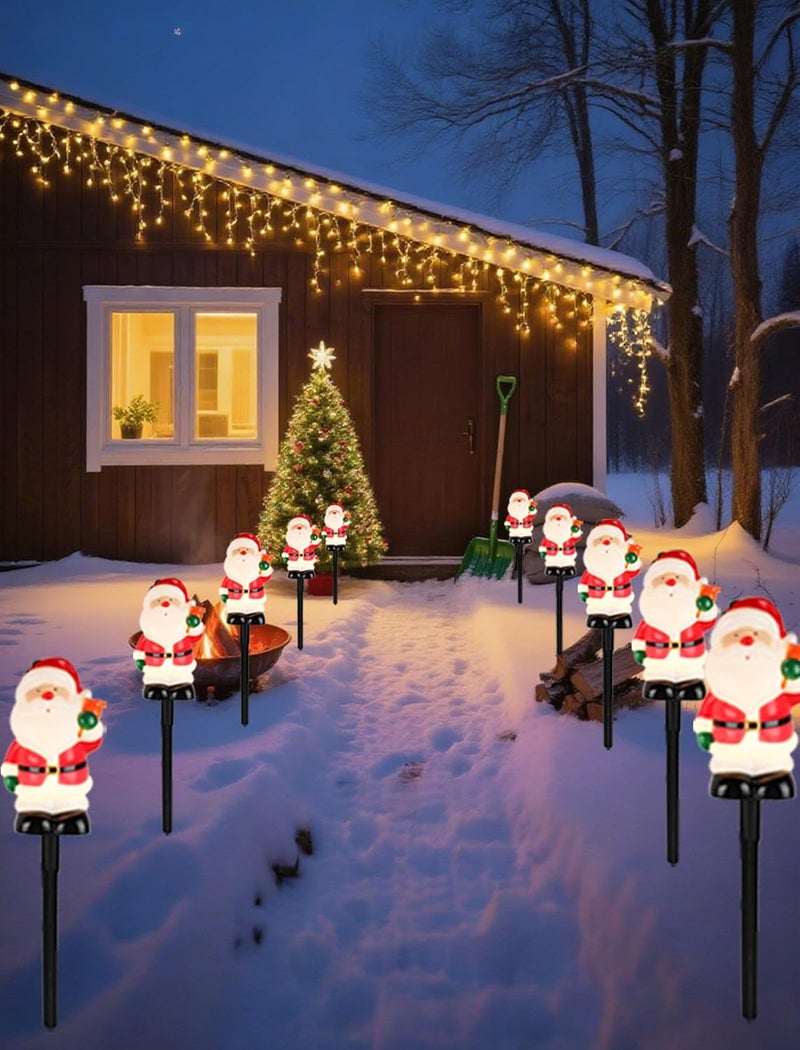 Adirxon 5-Pack Commercial-Grade Christmas Pathway Stakes - 15.98" Tall Santa Holding Bell Stake Lights with Heavy-Duty C7 LEDs, Waterproof for Pro-Level Yard Decor - Image 5